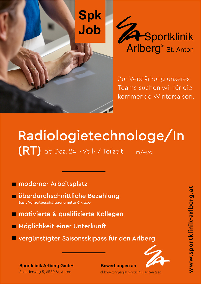 Stellenanzeige Rediologietechnloge/in